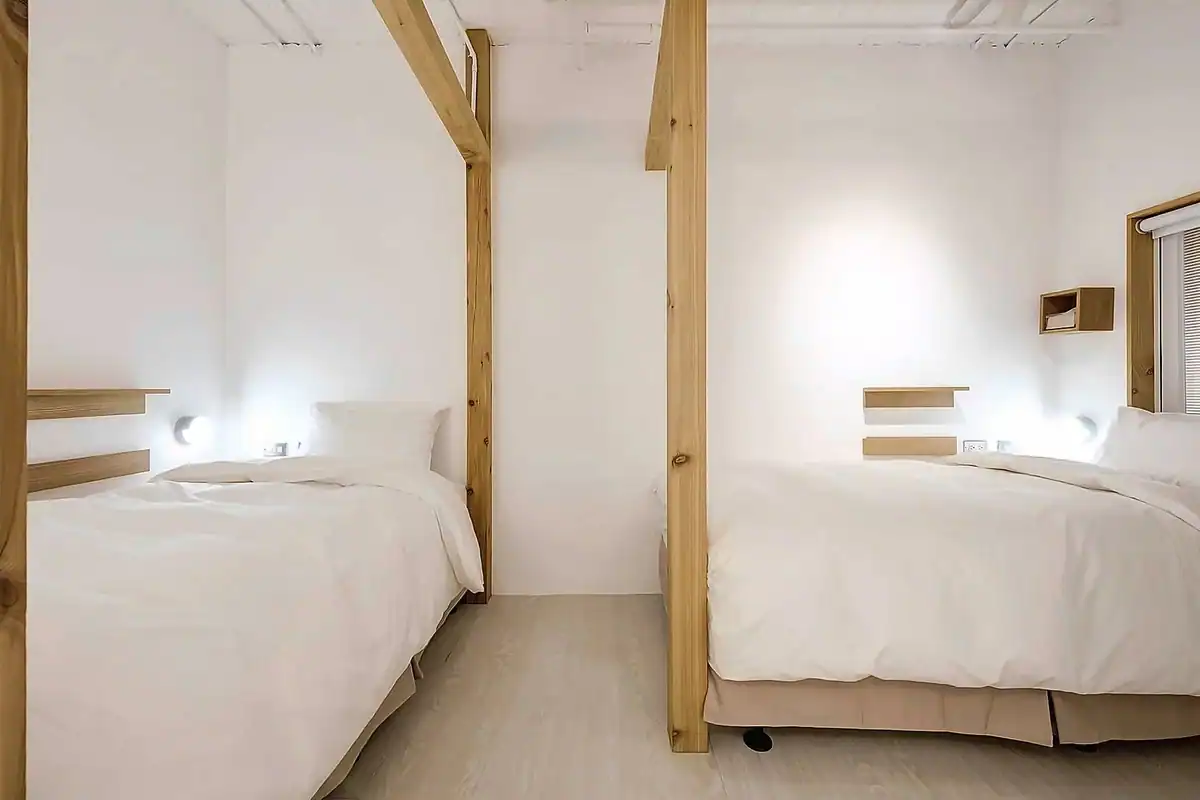 台中中區住宿推薦:路得行旅國際青年旅館台中站前館雙床房